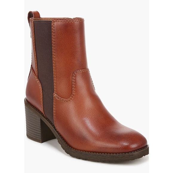 Zodiac Claret Chelsea Boots 11 Brown NWOT Ankle Booties Vegan Leather Heel - Picture 1 of 7